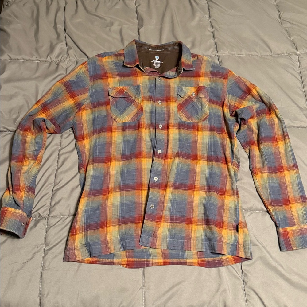 Kuhl Flannel Dillingr Plaid Button-Up Shirt Men’s L